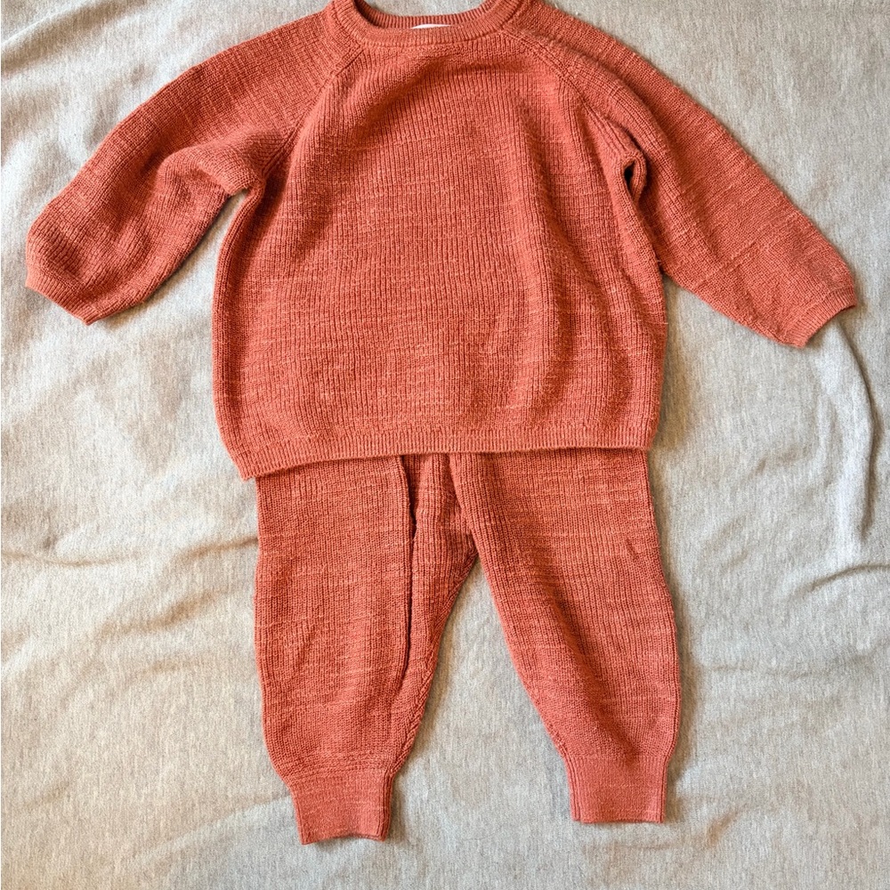 Zara Knit Sweater Matching Set in Warm Pink